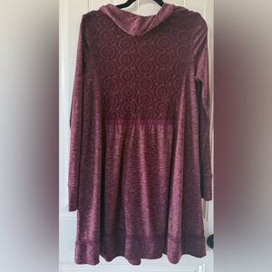 Anthropologie Burgundy Cowl Neck Midi Dress